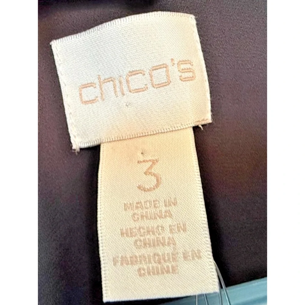 Chico’s Shine Collar Alexis Top Black Size 3 XL 16 Sheer Rhinestone NWT Plus